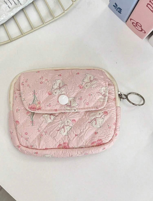 Quilted floral digicam pouch protective camera case with keychain ring - Camzz Pakistan